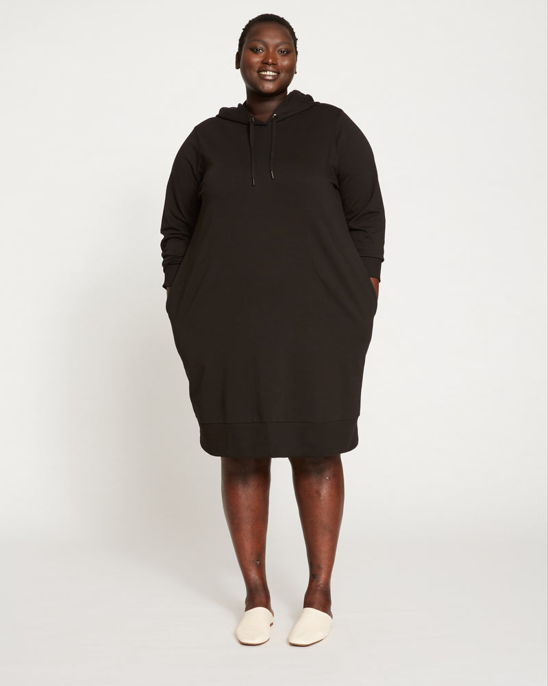 Bree Hooded Sweatshirt Dress - Black
