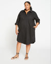 Kelly Stretch Cotton Twill Shirtdress - Black