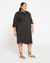 Kelly Stretch Cotton Twill Shirtdress - Black