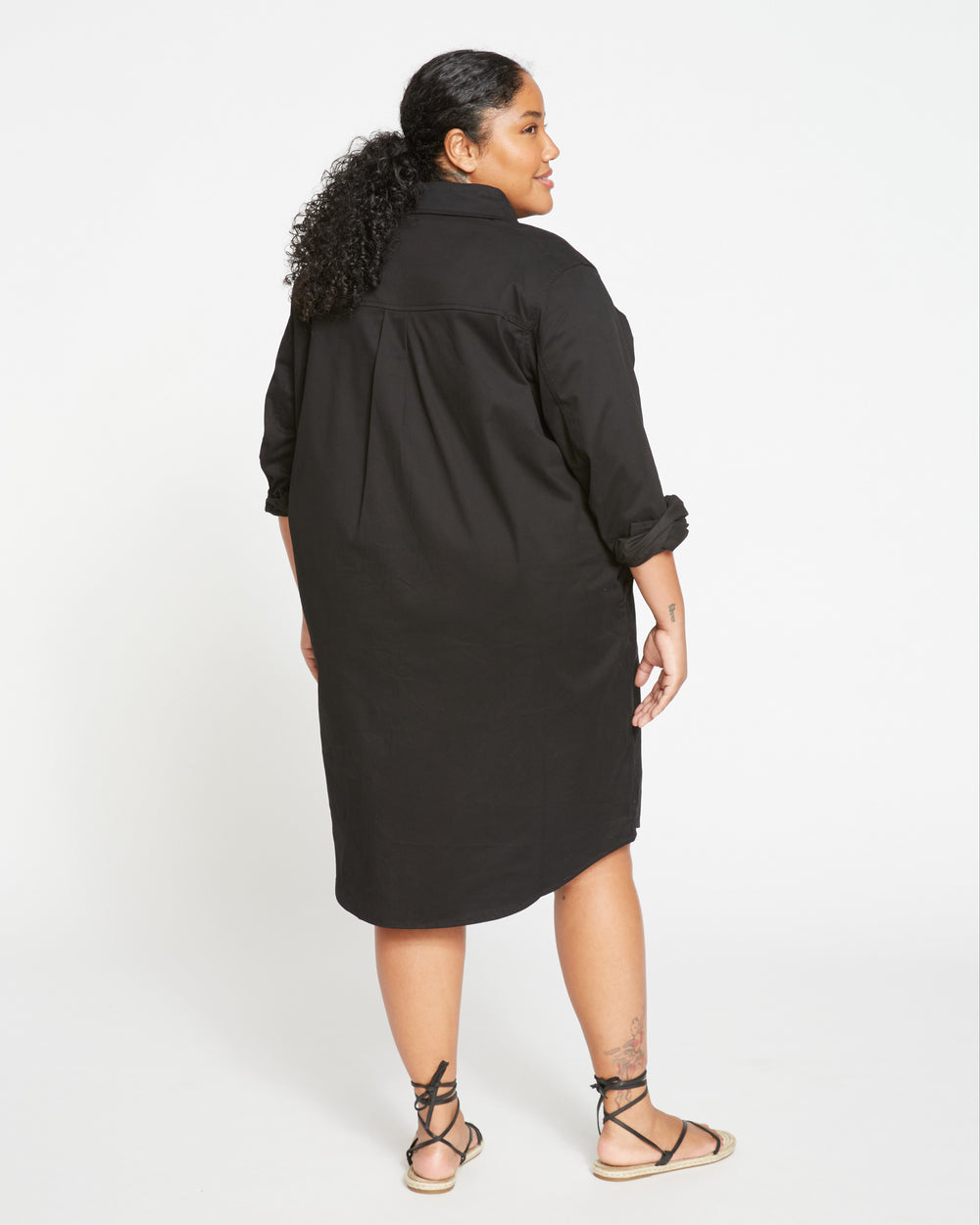 Kelly Stretch Cotton Twill Shirtdress - Black
