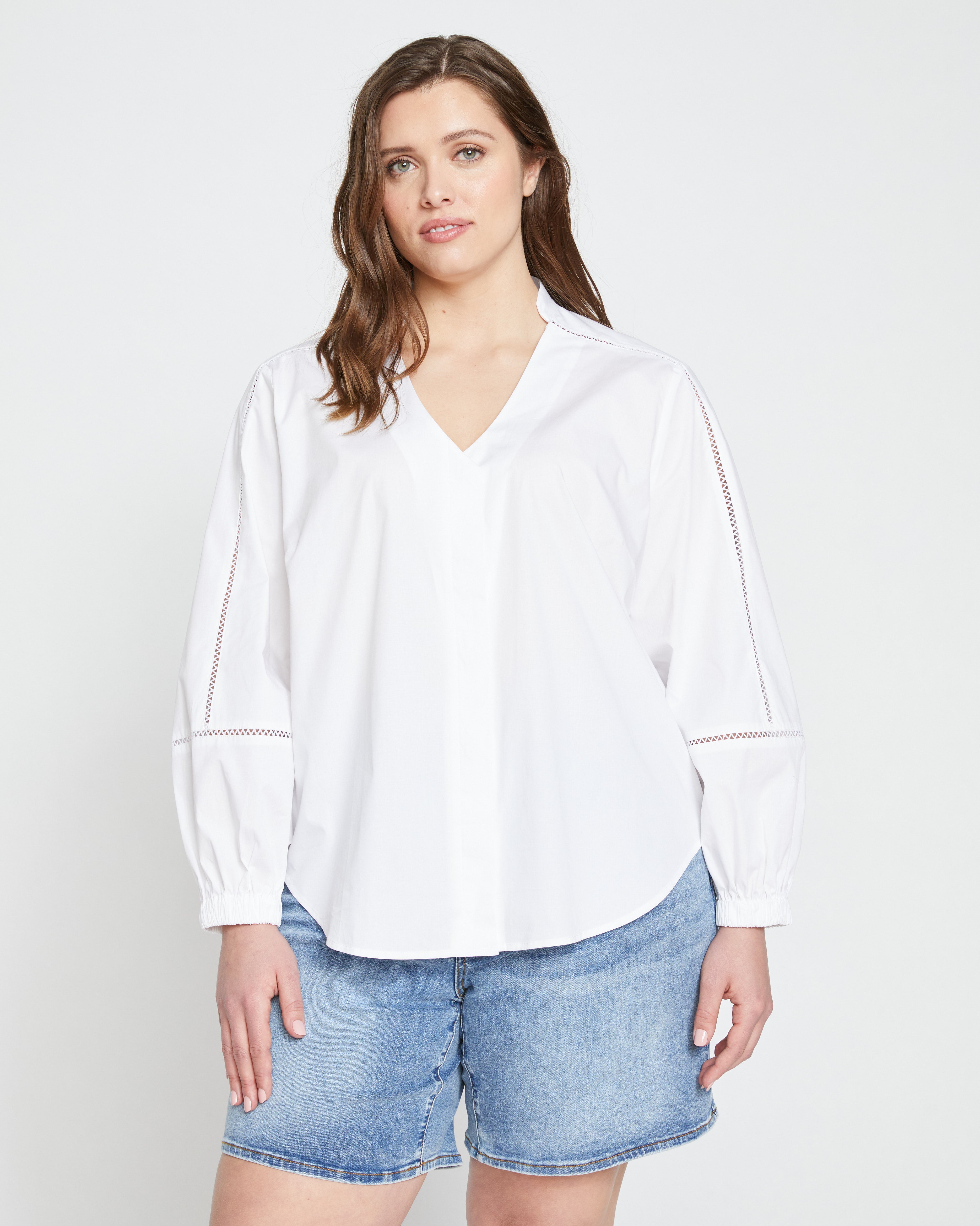 Saint-Honore Poplin Blouse - White – Universal Standard