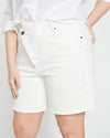 Katie High Rise Crossover Denim Shorts - White