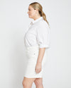 Katie High Rise Crossover Denim Shorts - White