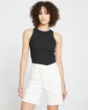 Katie High Rise Crossover Denim Shorts - White