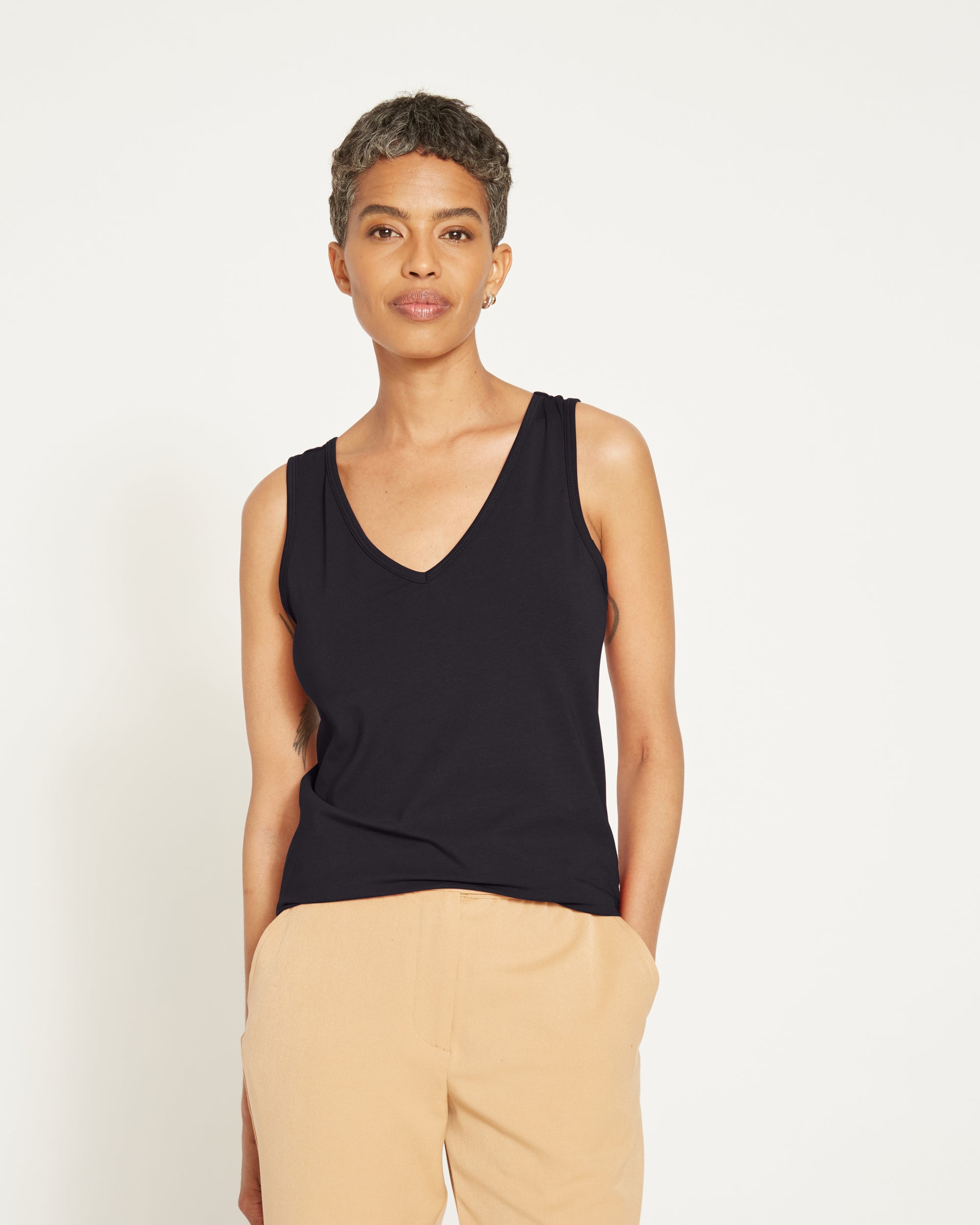 Double V Tank - Black | Plus Size & Straight Size Women's Fashion | Universal Standard