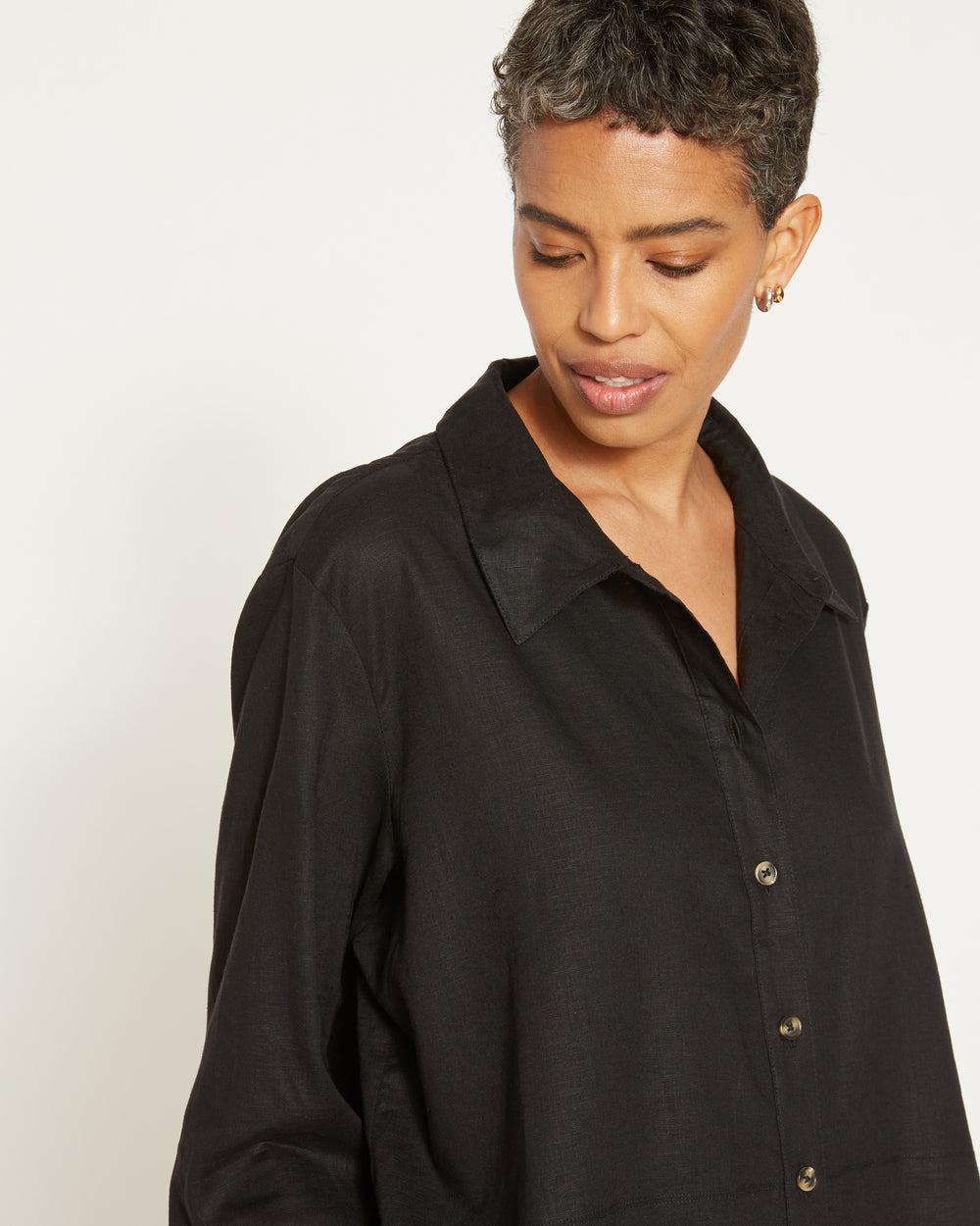 Dawn Linen Hi Low Tunic - Black