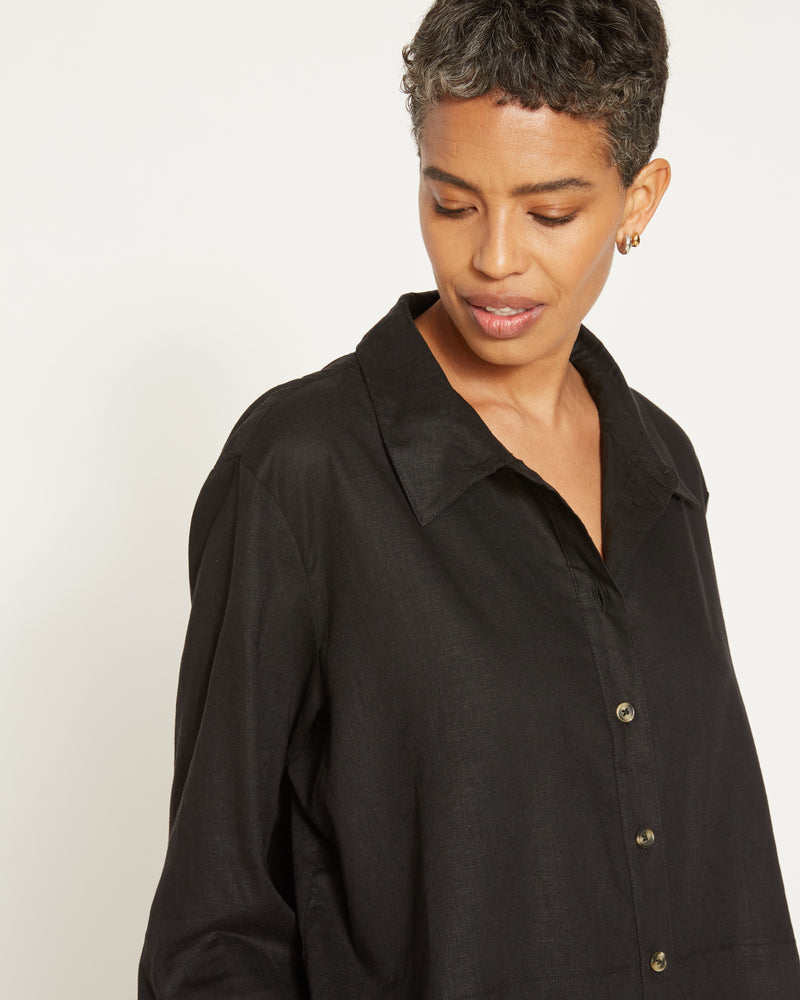Dawn Linen Hi Low Tunic - Black