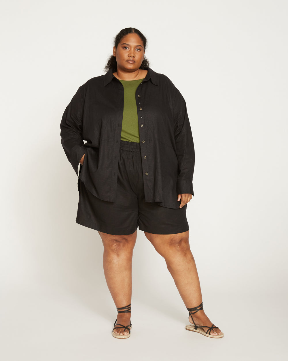 Dawn Linen Hi Low Tunic - Black