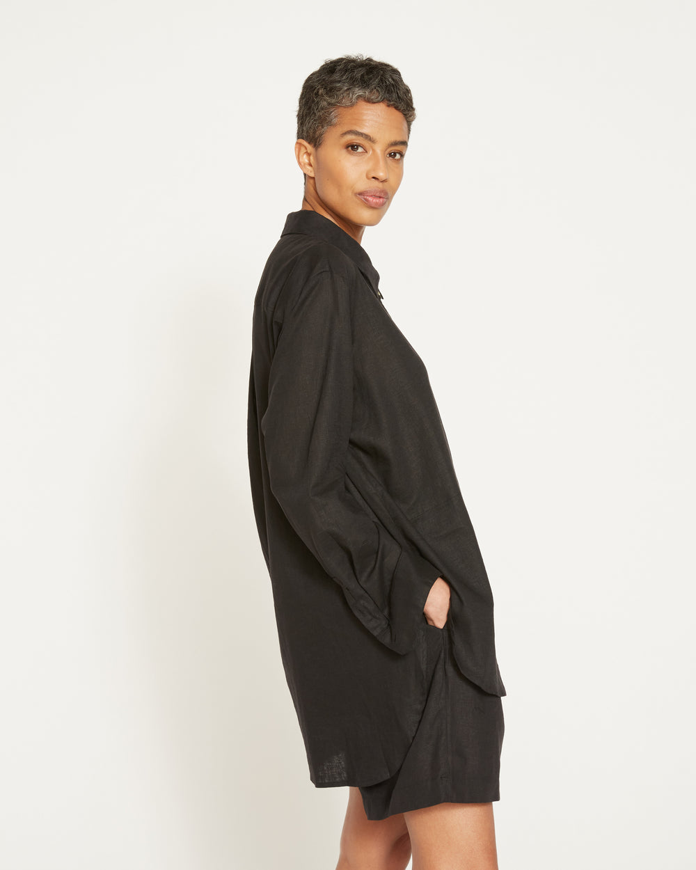 Dawn Linen Hi Low Tunic - Black