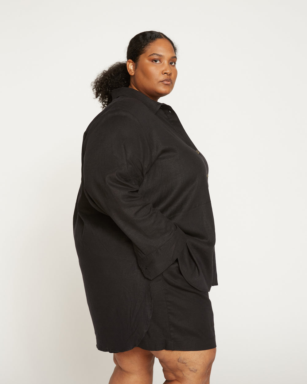 Dawn Linen Hi Low Tunic - Black
