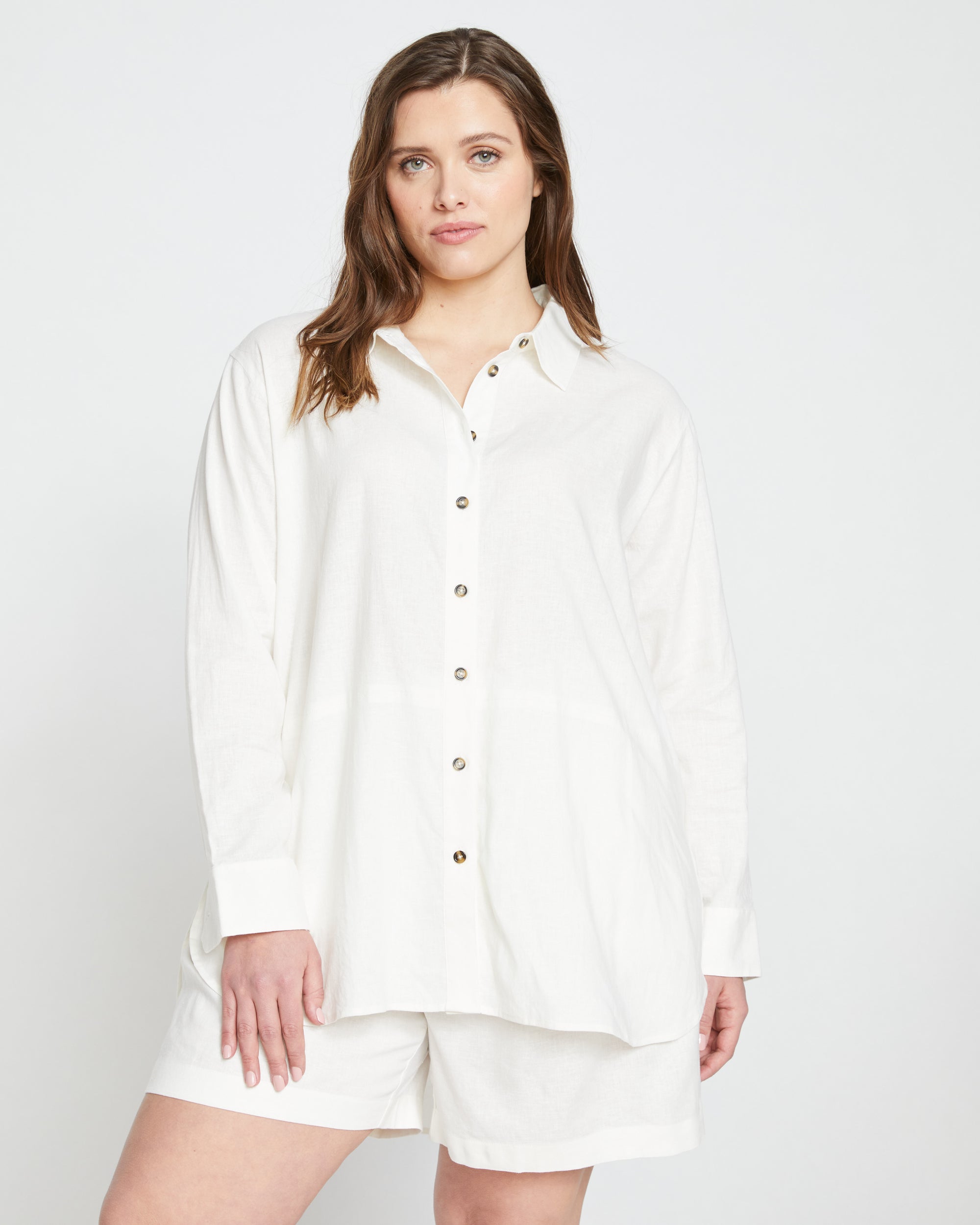 Dawn Linen Hi Low Tunic - White