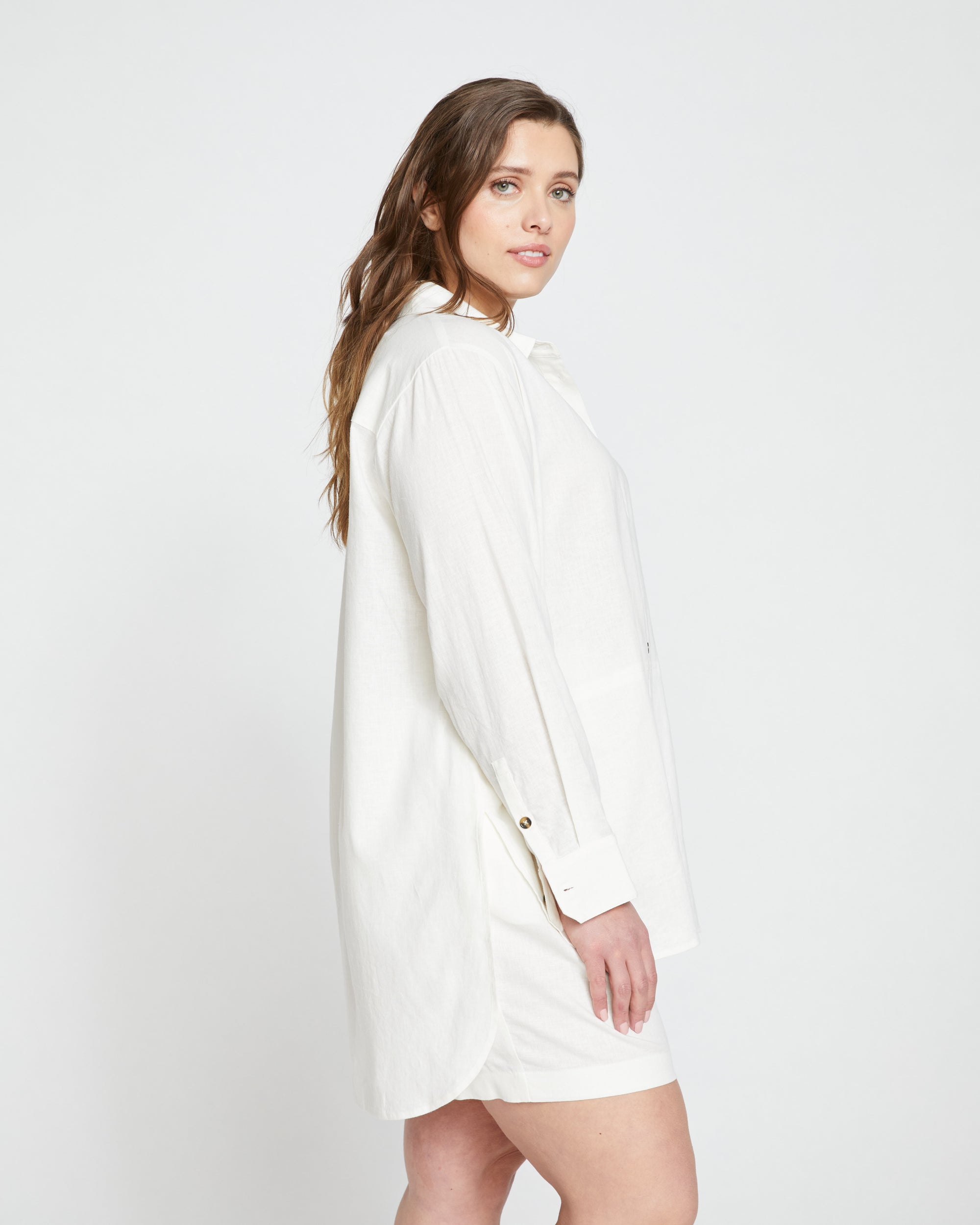 Dawn Linen Hi Low Tunic - White