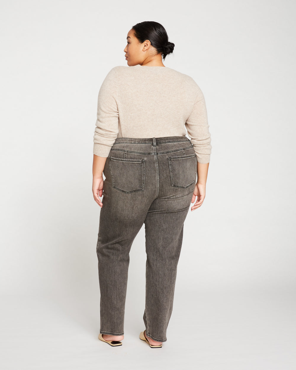 Donna High Rise Curve Straight Leg Jeans 32 Inch - Stonewash Black