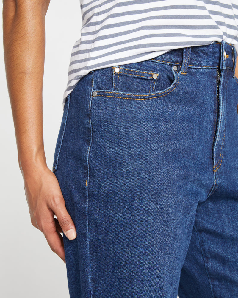 Donna High Rise Curve Straight Leg Jeans 32 Inch - Stonewash Indigo