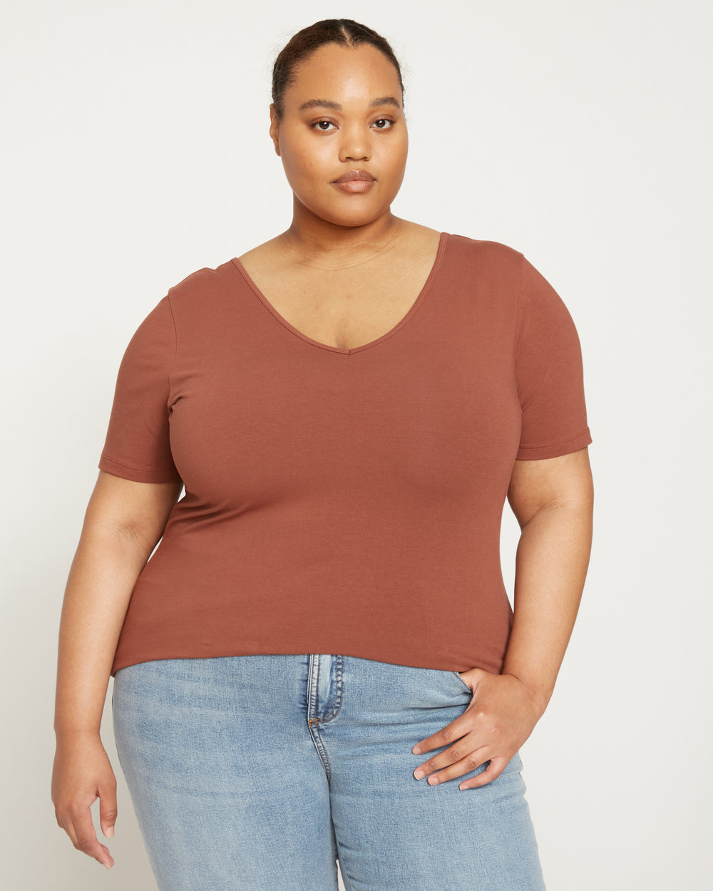 Double V Tee - Cinnamon
