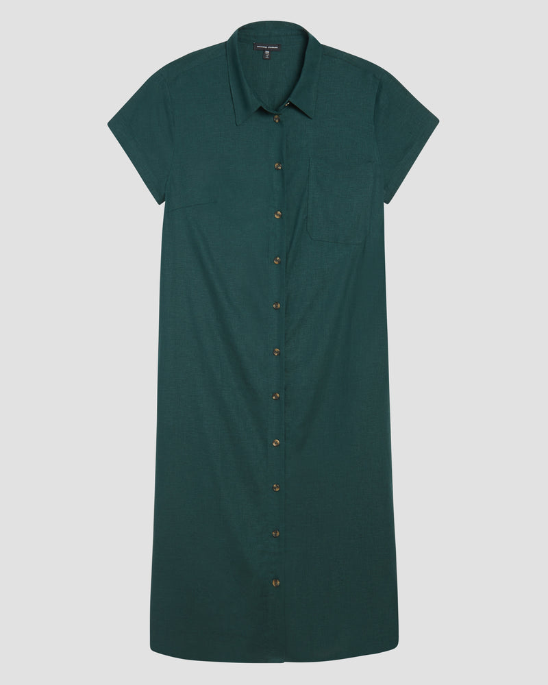 Dune Linen Shirtdress - Sea Moss