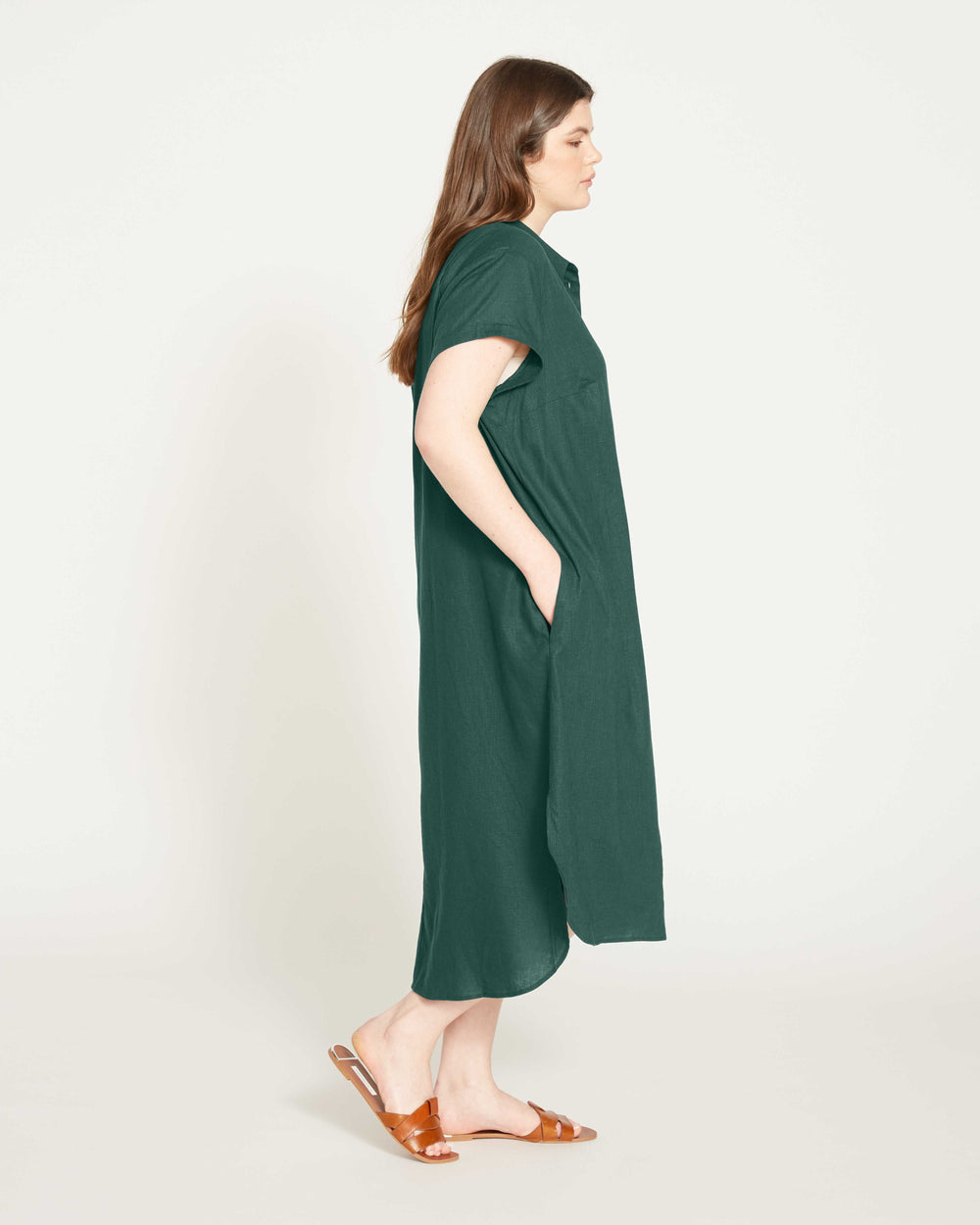 Dune Linen Shirtdress - Sea Moss