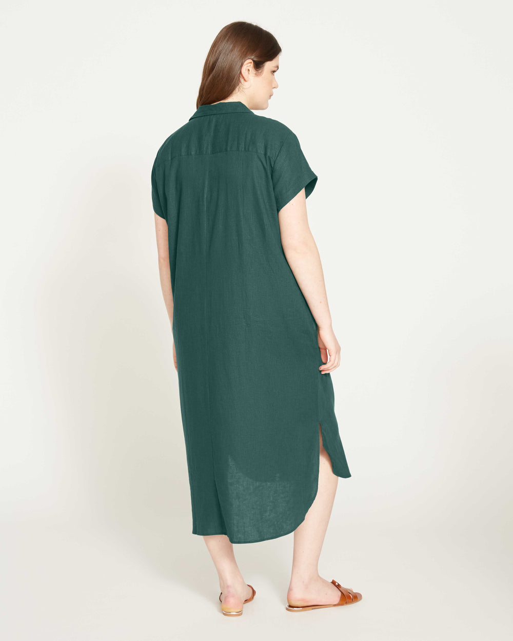 Dune Linen Shirtdress - Sea Moss