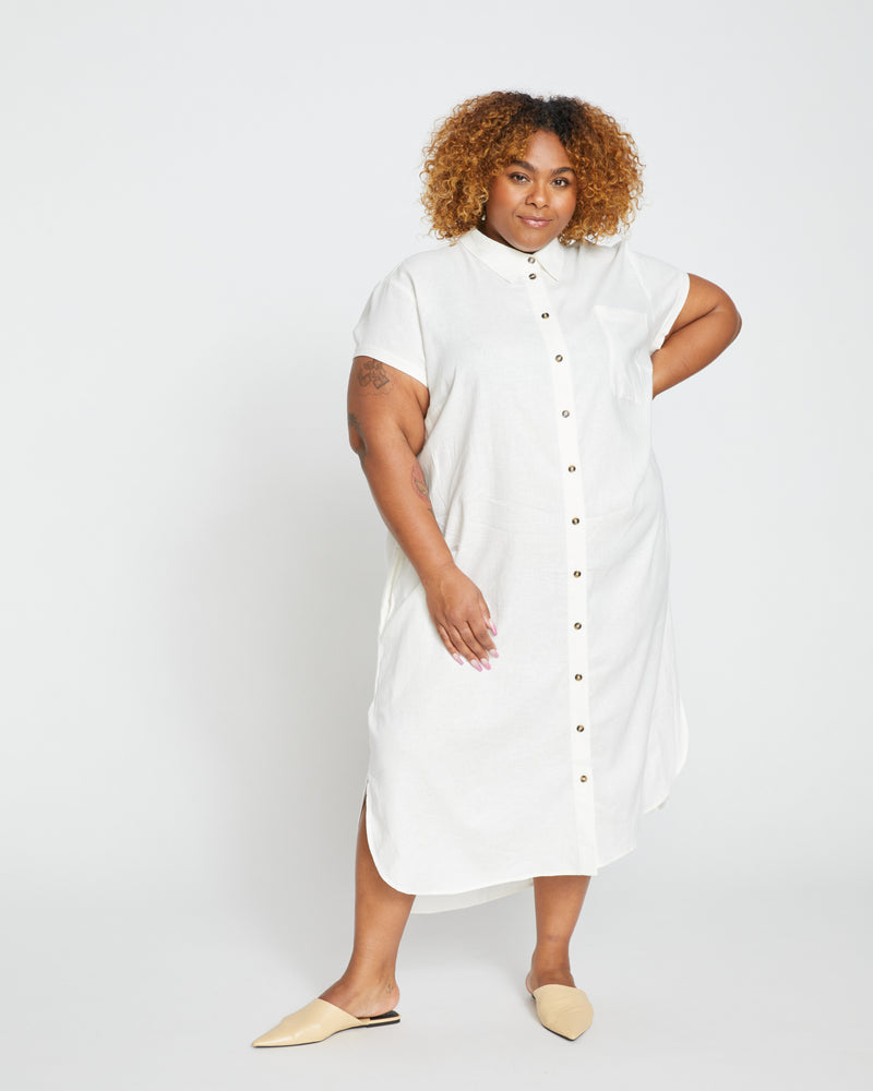 Dune Linen Shirtdress - White