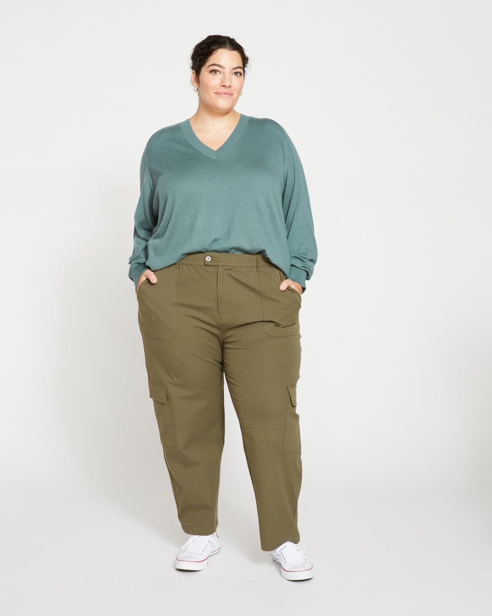 Karlee Stretch Cotton Twill Cargo Pants Ivy