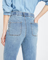 Elastic Waist Weekend Jeans - Distressed Washed Indigo