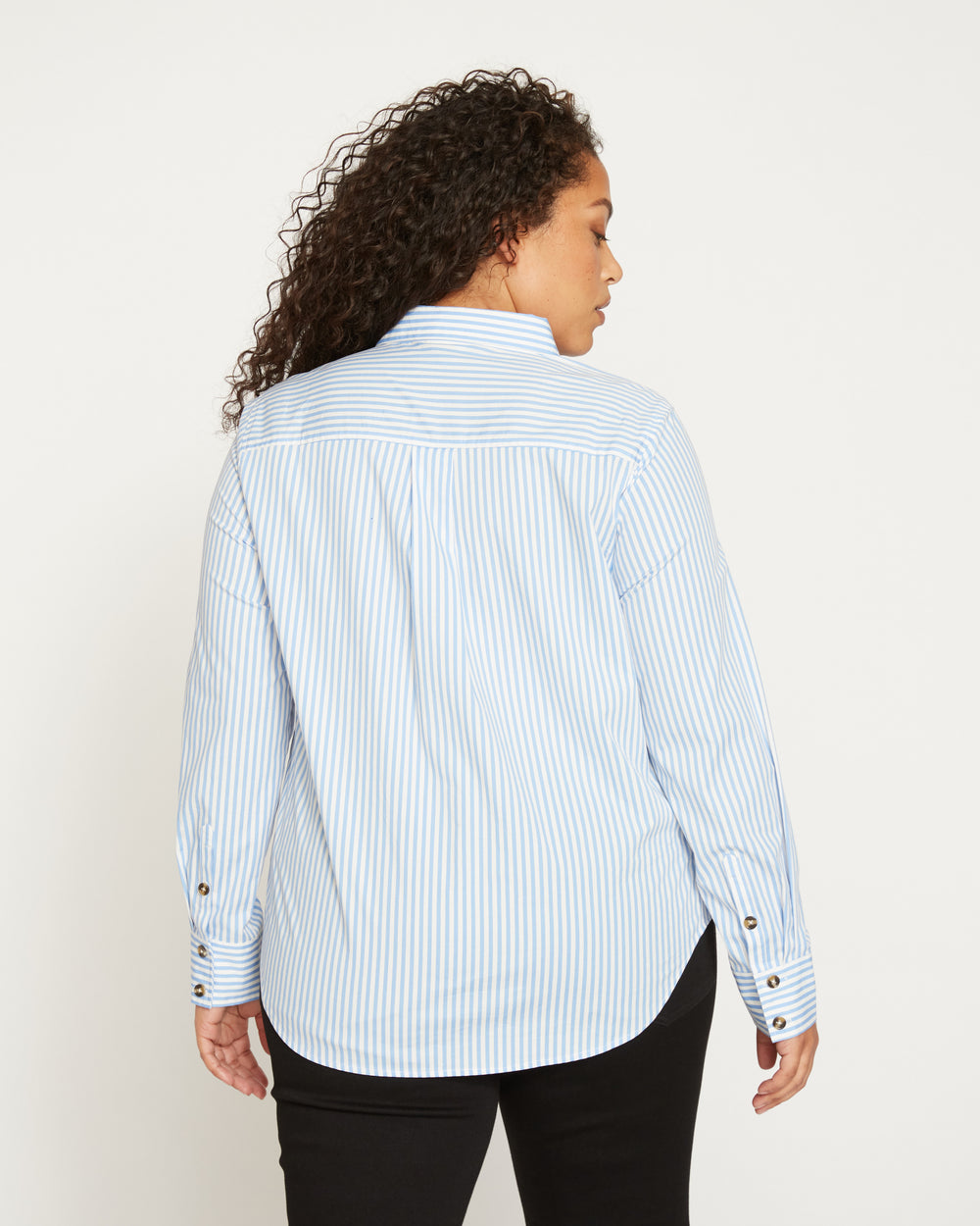 Elbe Stretch Poplin Shirt Classic Fit - Blue/White Stripe