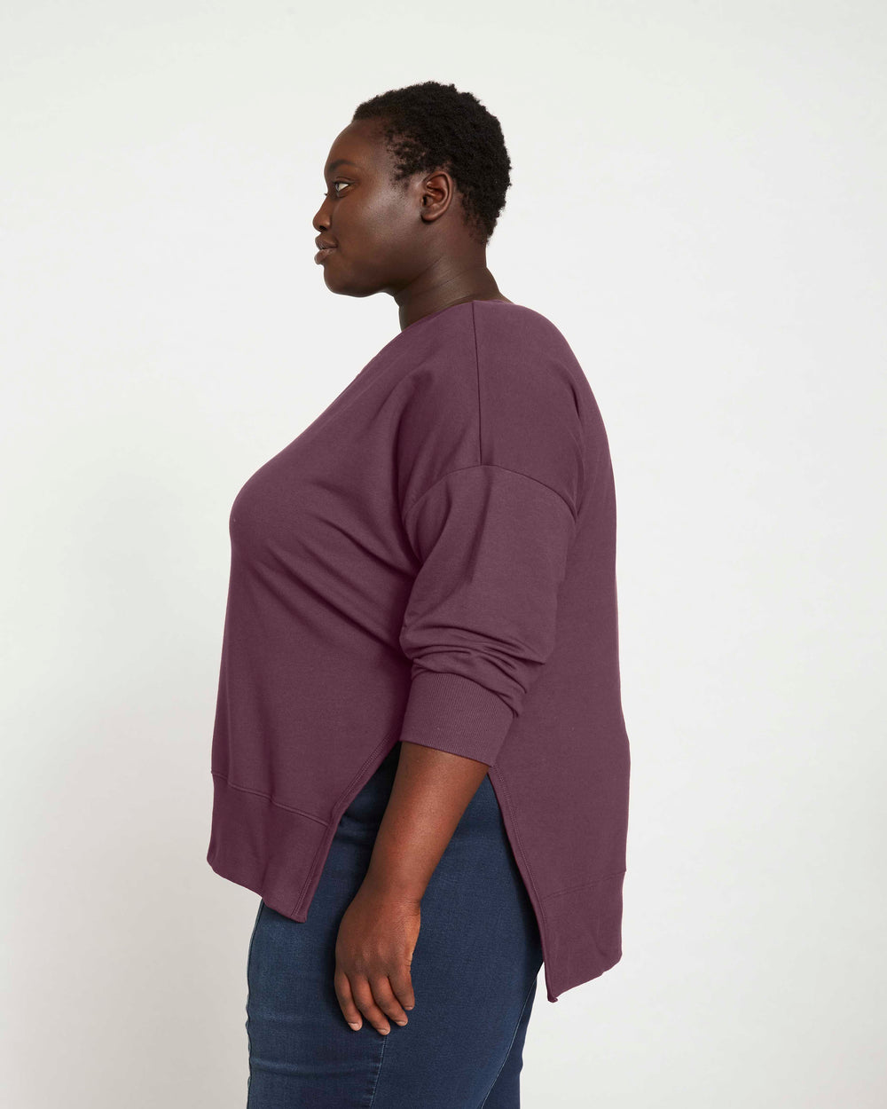 Fiona Side Slit Sweatshirt - Faded Plum