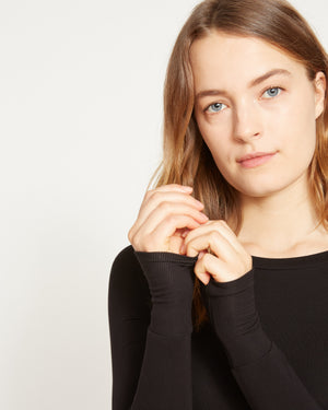 Cloud Rib Long Sleeve Crew Neck Tee - Black | Plus Size & Straight Size Women's Fashion | Universal Standard