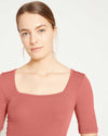 Cloud Rib Short Sleeve Square Neck Tee - Terracotta | Plus Size & Straight Size Women's Fashion | Universal Standard