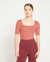 Cloud Rib Short Sleeve Square Neck Tee - Terracotta | Plus Size & Straight Size Women's Fashion | Universal Standard