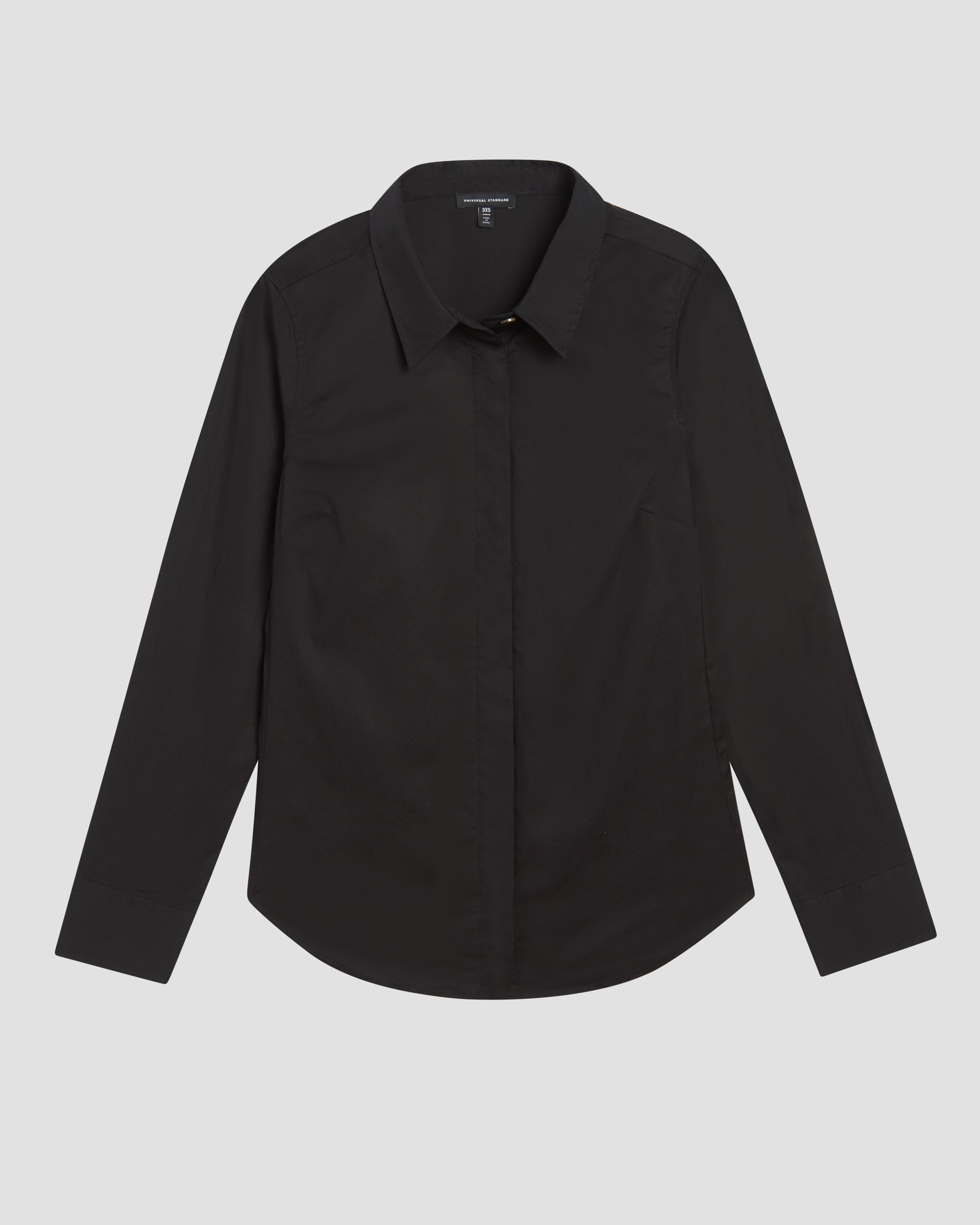 Woman wearing Elbe Stretch Poplin Shirt Classic Fit - Black from Overstock Sale
