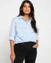 Elbe Stretch Poplin Shirt Classic Fit - Blue/White Stripe