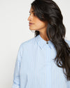 Elbe Stretch Poplin Shirt Classic Fit - Blue/White Stripe