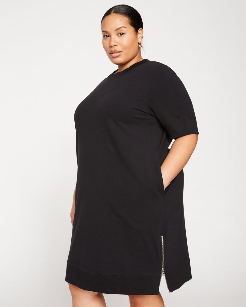 Grace Short Sleeve Sweatshirt Dress - Black