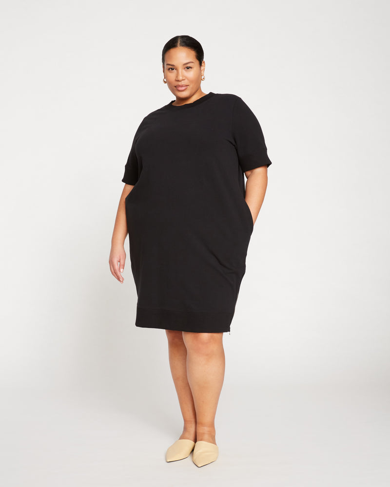Grace Short Sleeve Sweatshirt Dress - Black