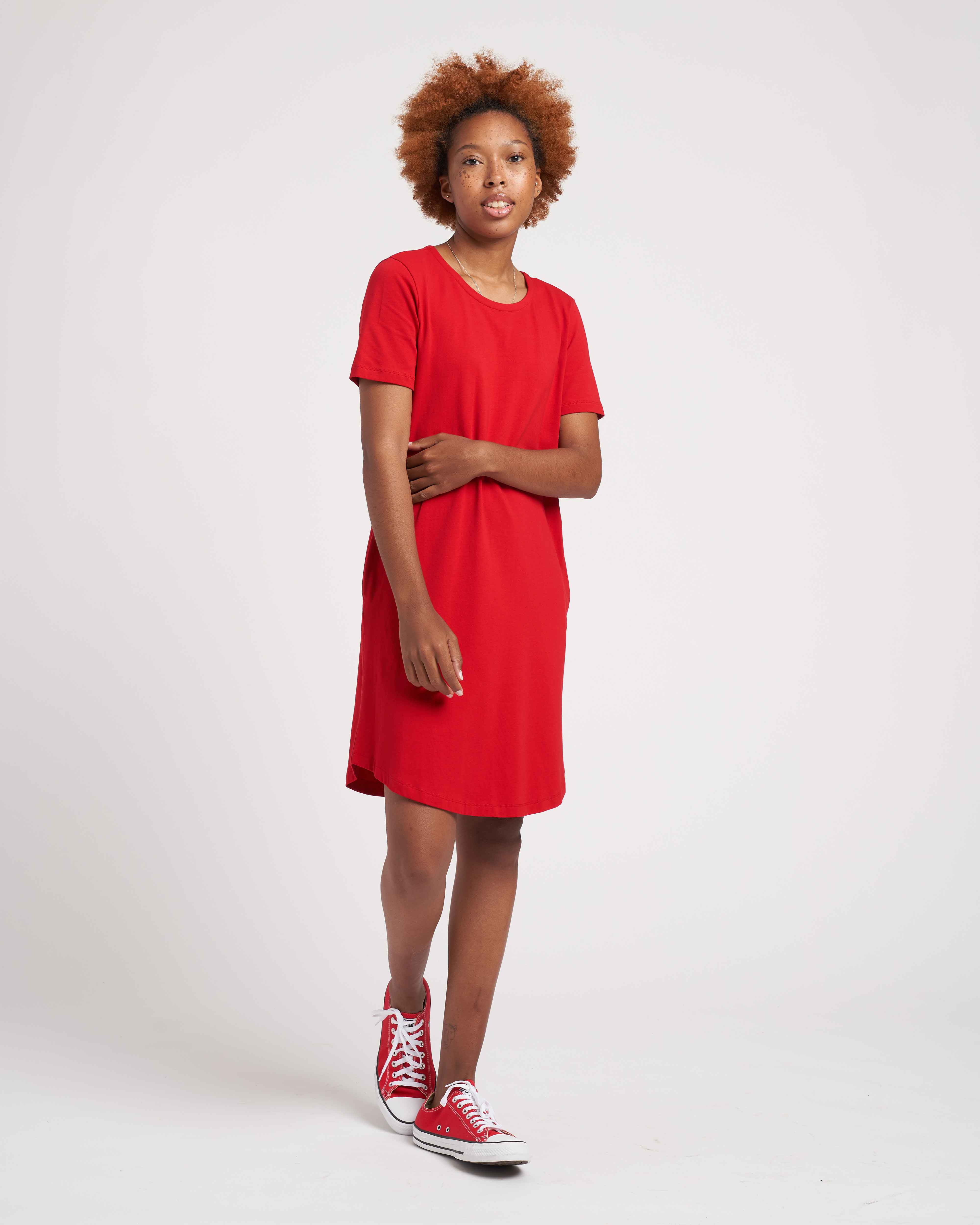 Buy white and red t shirt dress Deals Black Friday
