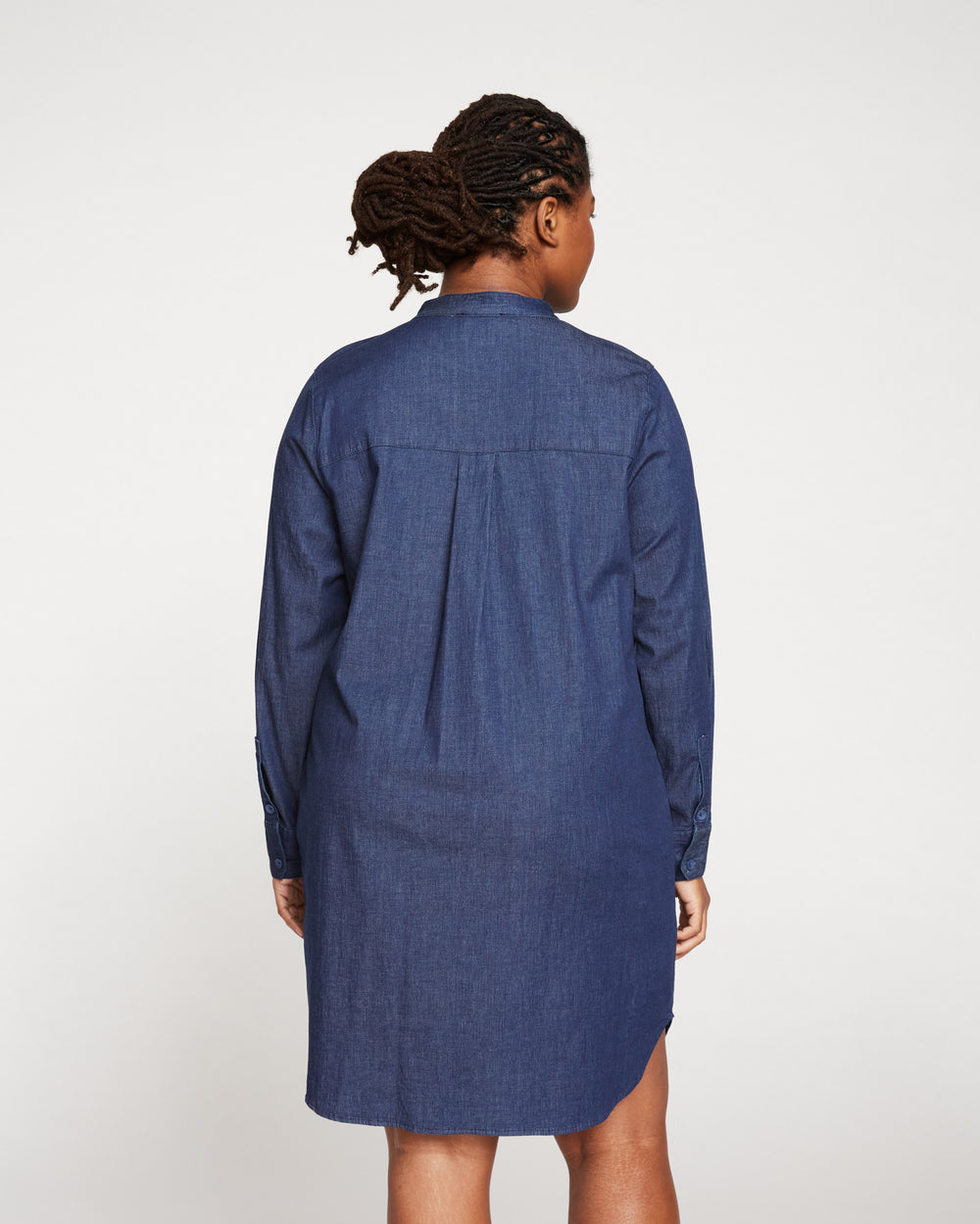 Hannah Stretch Cotton Chambray Shirtdress - Dark Indigo