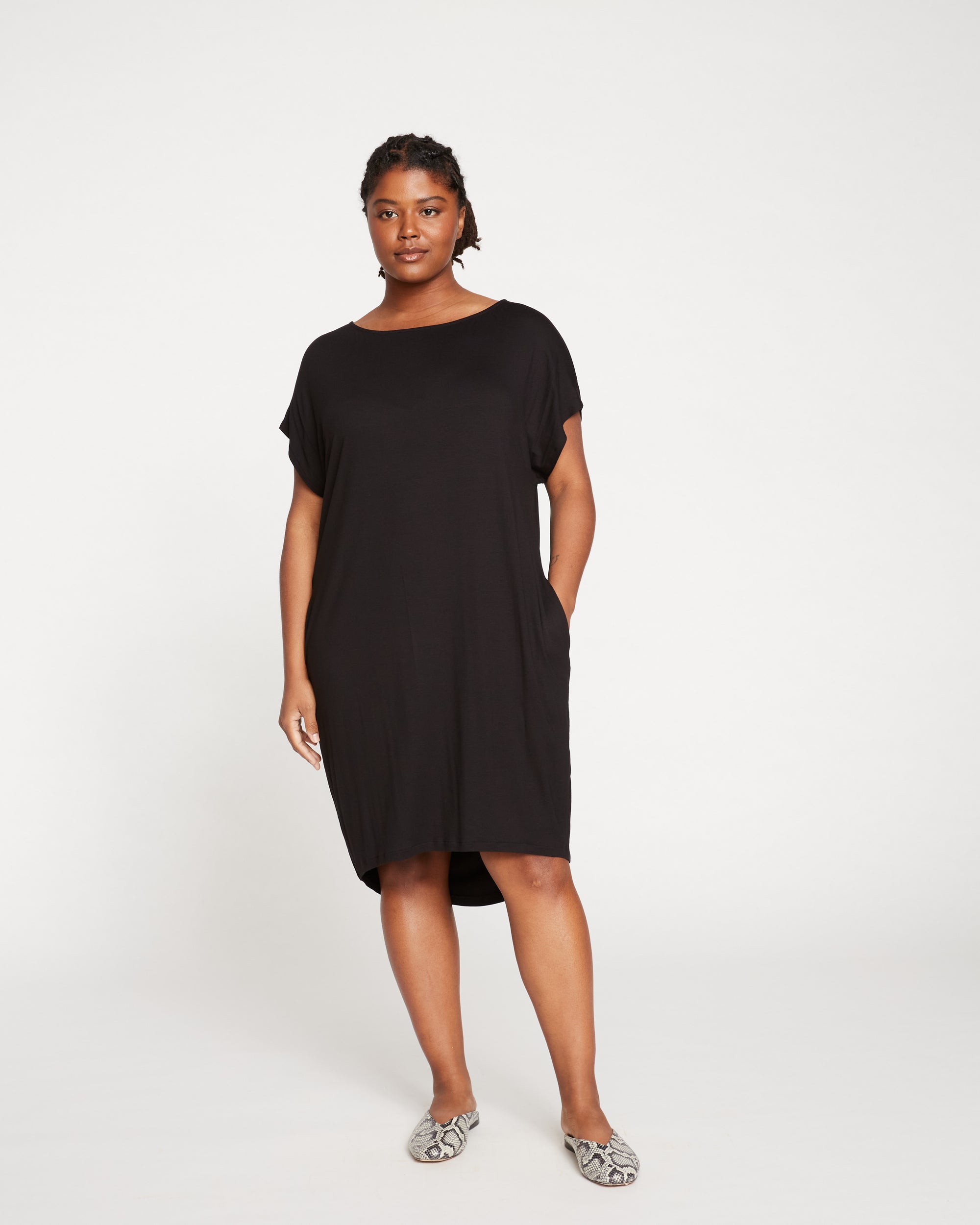 Helen Liquid Jersey Shift Dress - Black Universal Standard Helen Liquid Jersey Shift Dress - Black Universal Standard