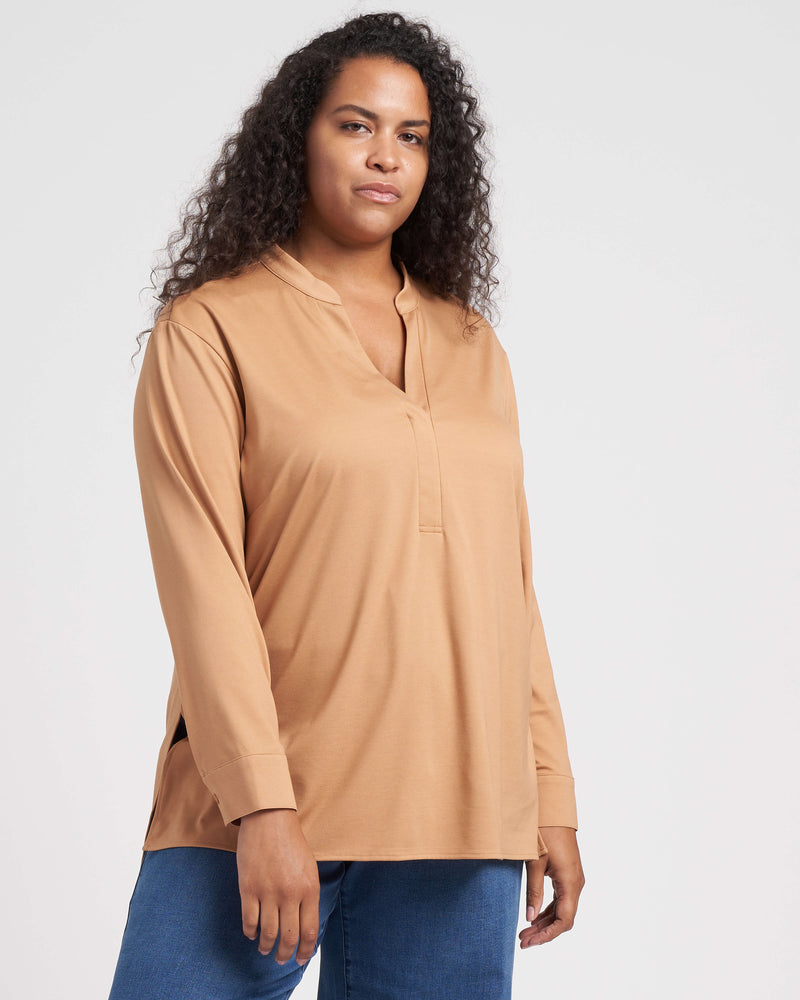 Groove High-Low Pique Tunic - Camel