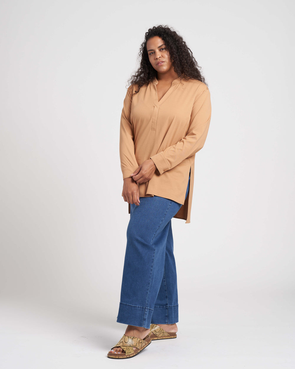 Groove High-Low Pique Tunic - Camel