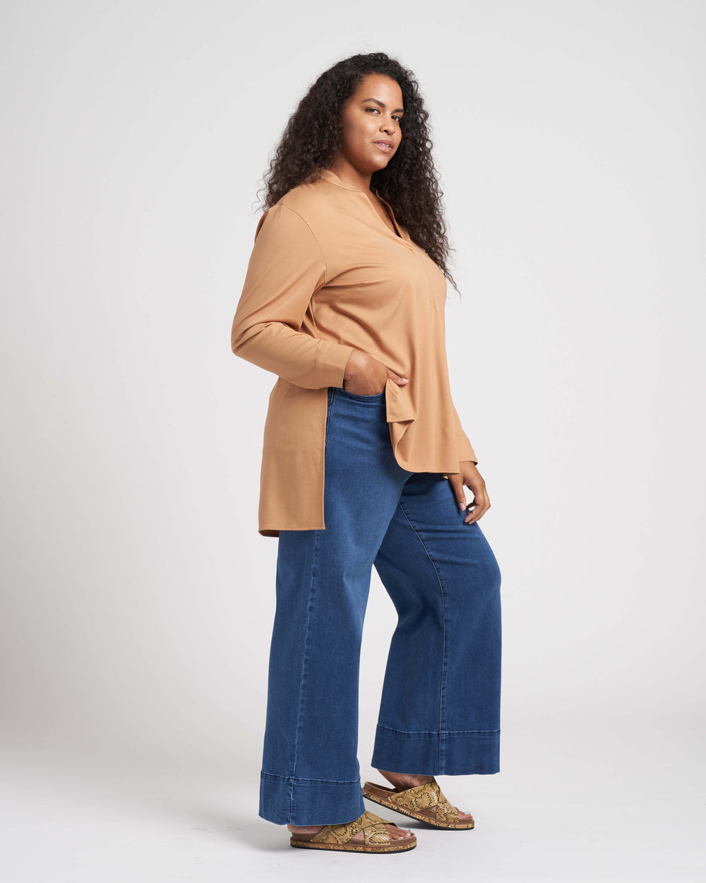 Groove High-Low Pique Tunic - Camel
