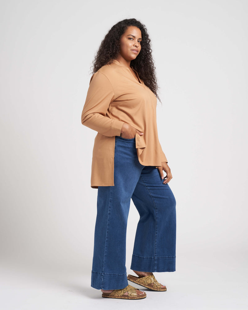 Groove High-Low Pique Tunic - Camel