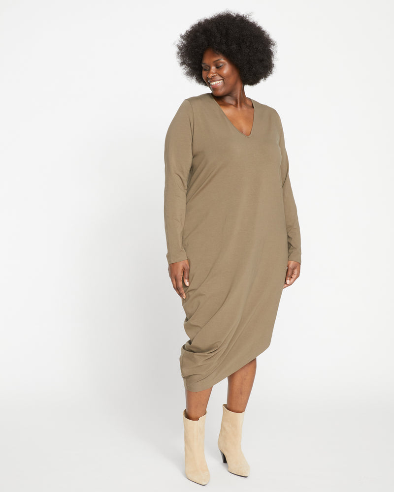 Iconic Long Sleeve V-Neck Geneva Dress - Crocodile