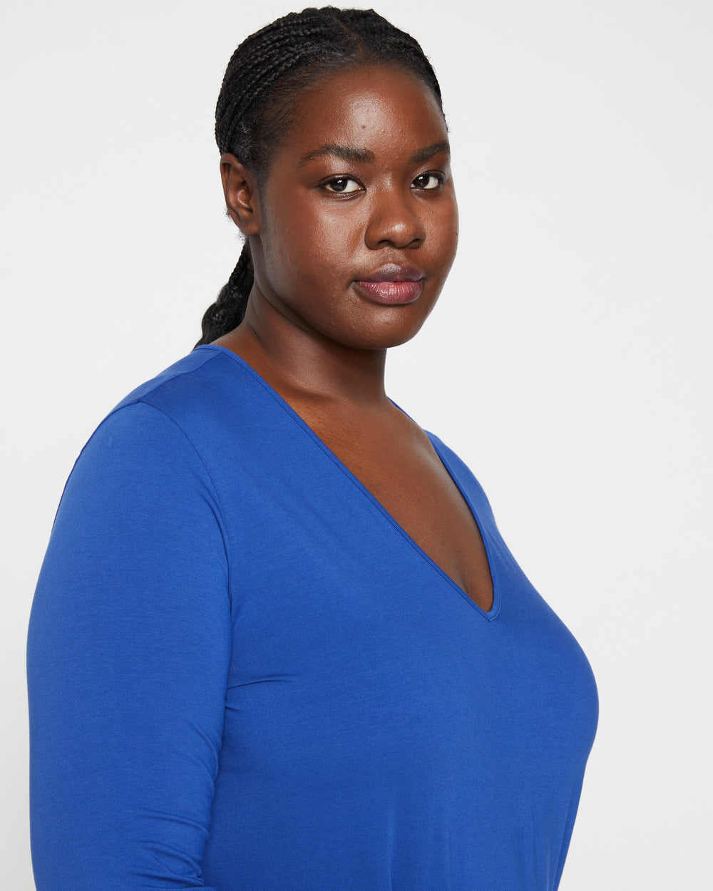Iconic Long Sleeve V-Neck Geneva Dress - Lapis