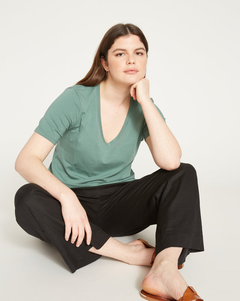 Iris Linen Easy Pull-On Pants - Black
