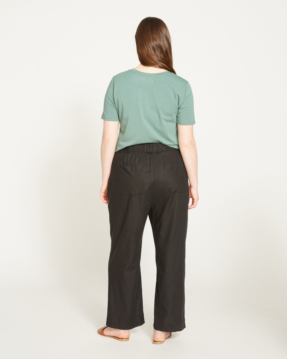Iris Linen Easy Pull-On Pants - Black