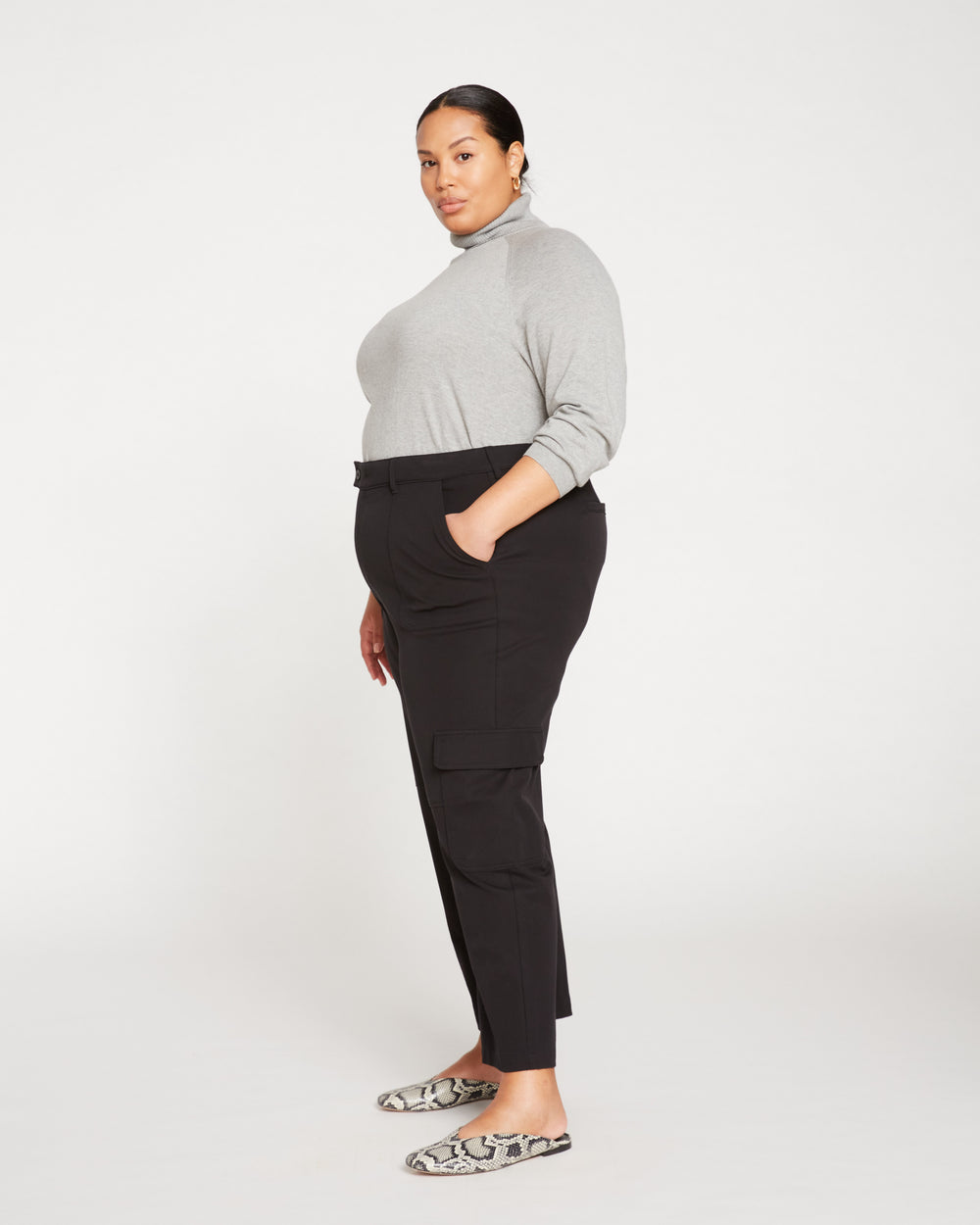 Karlee Stretch Cotton Twill Cargo Pants - Black