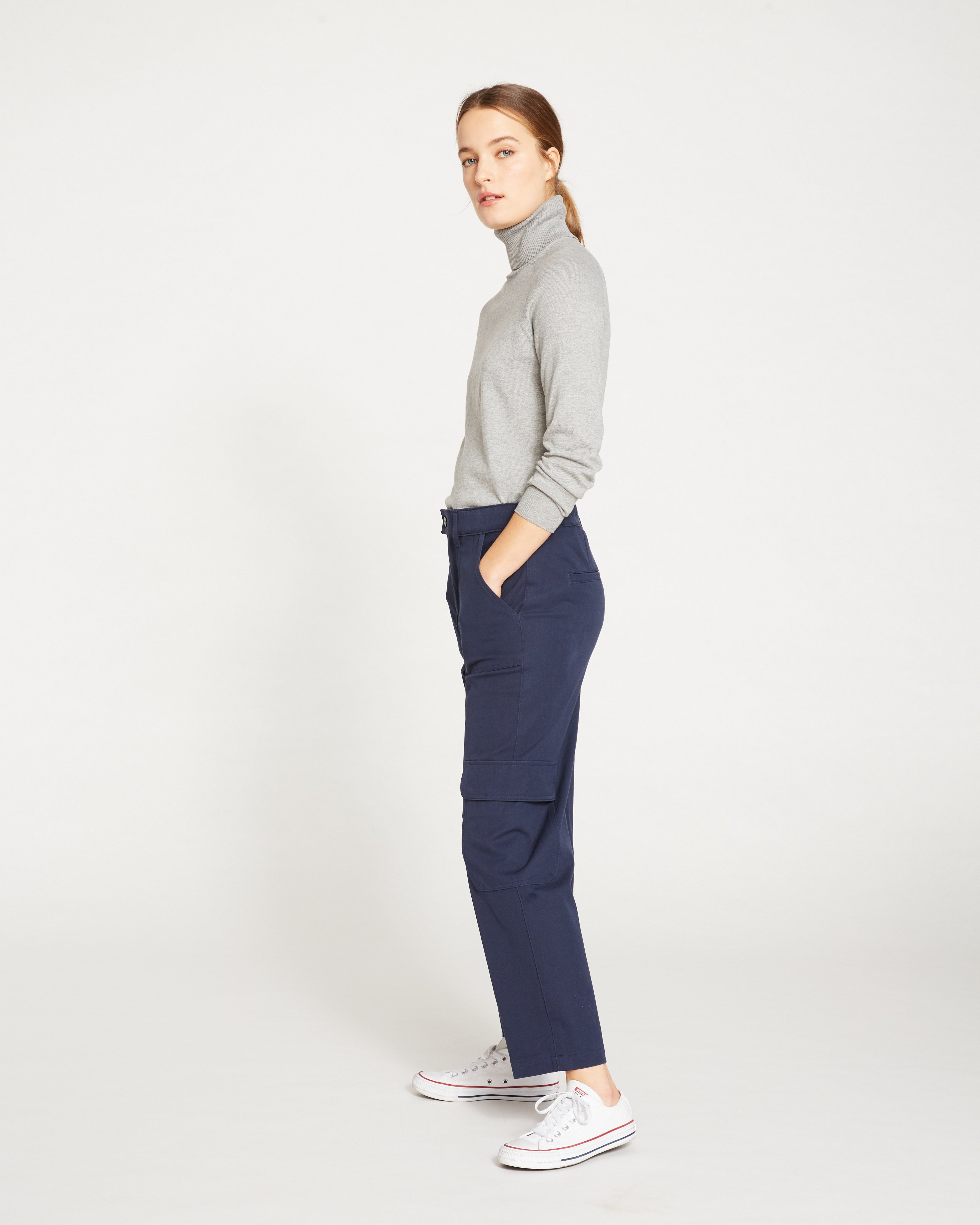 Karlee Stretch Cotton Twill Cargo Pants - Navy – Universal Standard