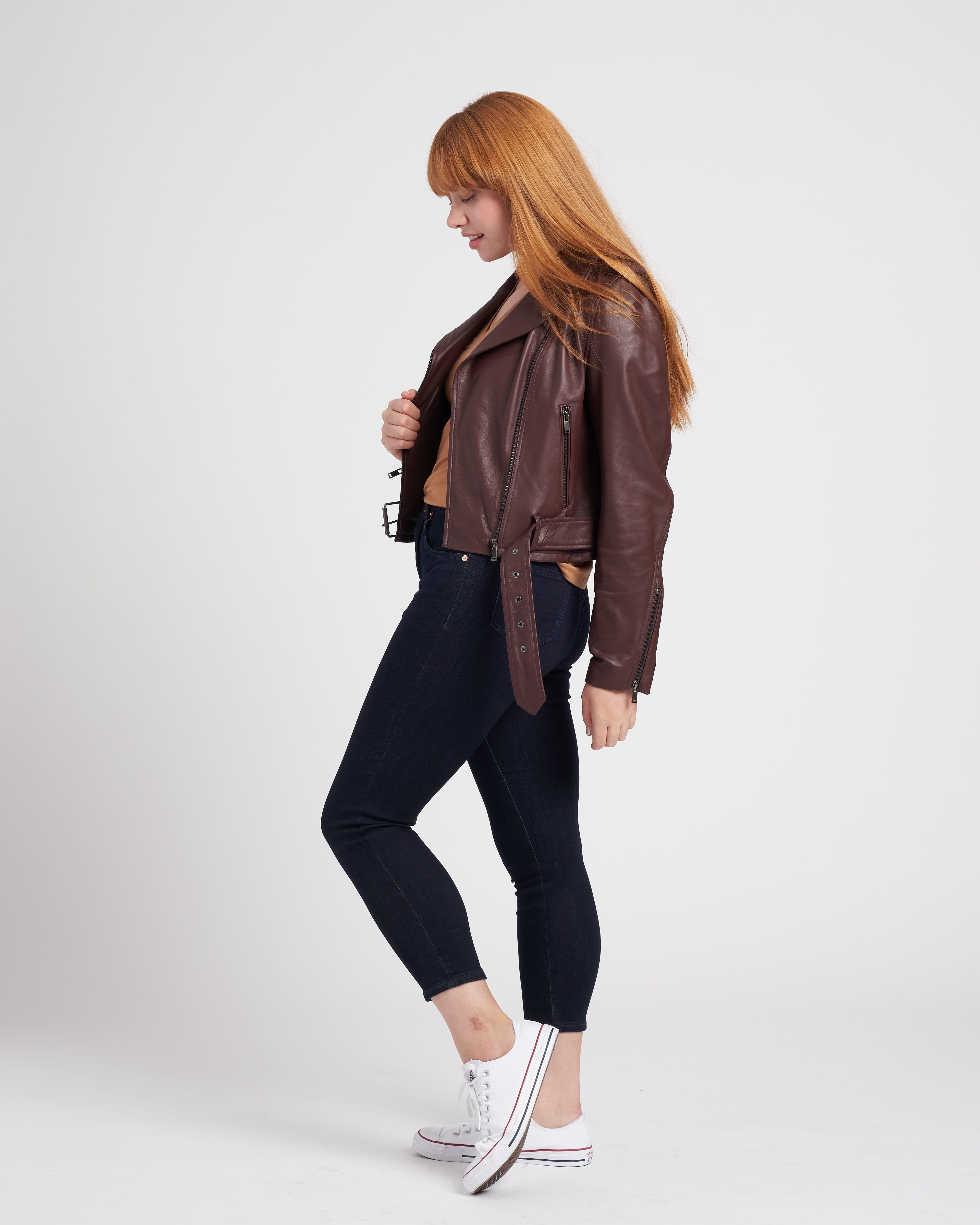 Leeron Leather Moto Jacket - Chili Chocolate – Universal Standard