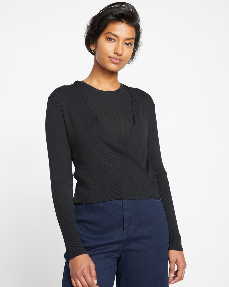 Knitted Wrap Cardigan - Black